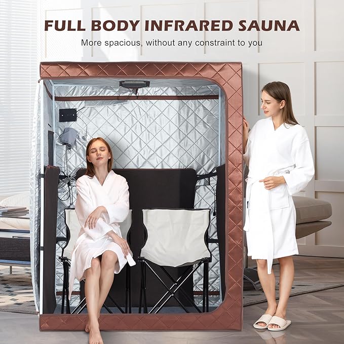 2 Person Portable Infrared Sauna, Oversize Full Body Home Sauna Spa for Relaxation & Detox, Dry Heated Saunas Tent with Remote Control, 2 Foldable Sauna Chairs(L 47.24" x W 35.43" x H 62.99")