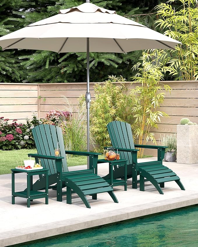 BRIOPAWS Adirondack-Chairs-Set of 4 | Fire Pit Chair | Oversized | HDPE Plastic | Weather Resistant | for Deck Outdoor Poolside Campfire | Forest