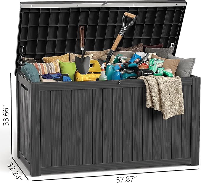 280 gallon Deck Boxes Resin Material Outside Storage Box Large Storage Bins with Lids Deck Boxes Outdoor Waterproof for Outdoor Use