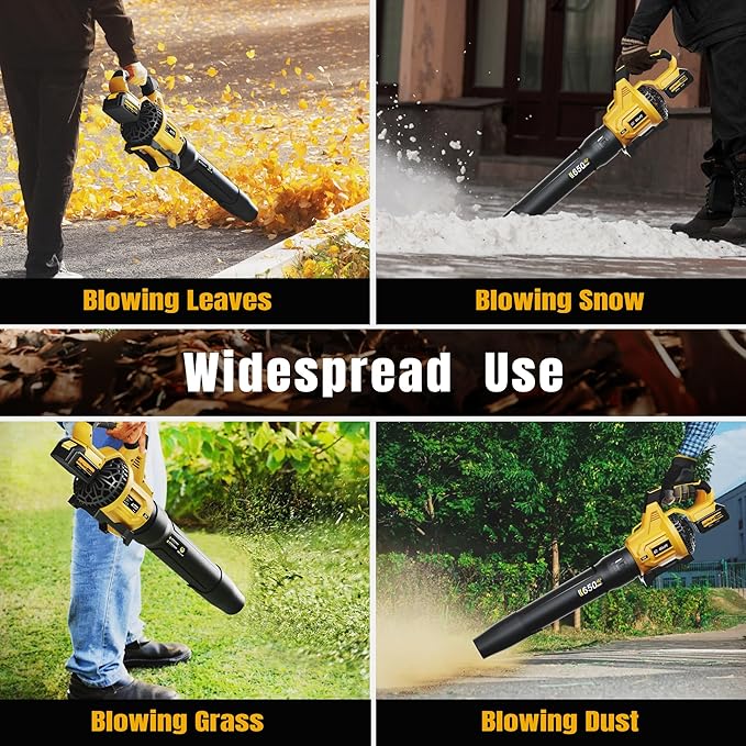 GEVEELIFE Leaf Blower Cordless, 650CFM & 3 Speed Levels, Electric Cordless Leaf Blower with 2 * 5.0Ah Battery Powered, Blowers for Lawn Care, Yard, Blowing Leaves, Dust, Snow