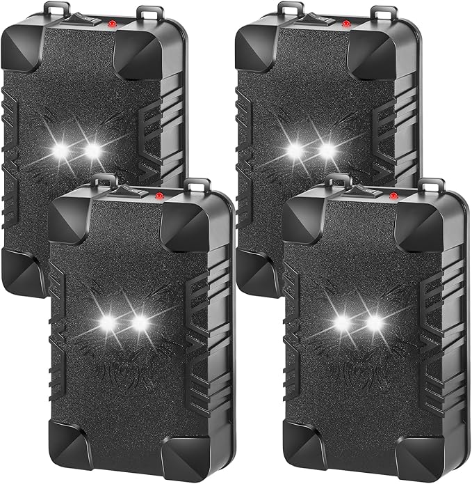 4 Pack Rodent Repellent for Car Engine, Under Hood Rodent Repeller Ultrasonic Battery Operated Mouse Deterrent with Flashing Lights,Rat Repellent for Car,Keep Mice Out of Garage Outdoors Indoors