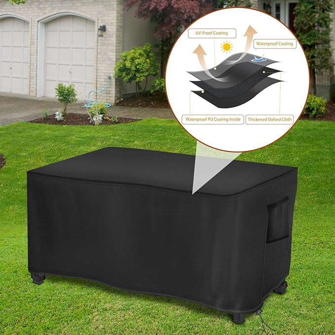 Saking Fire Pit Cover, 44 Inch Fire Table Cover Rectangular with Corner Protectors, Waterproof Windproof Anti-UV Heavy Duty for Patio Furniture Gas Fire Pit -44 x 32 x 23 inch