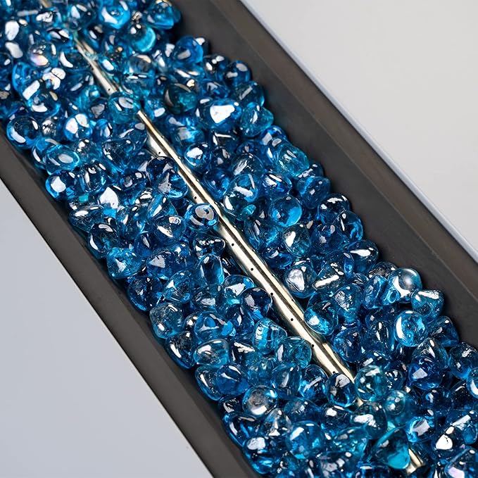 onlyfire 10-Pounds Fire Glass Diamonds for Propane Fire Pit, 1 Inch Reflective Firepit Glass Rocks Stones for Gas Fireplace and Fire Pit Table, Caribbean Blue Luster