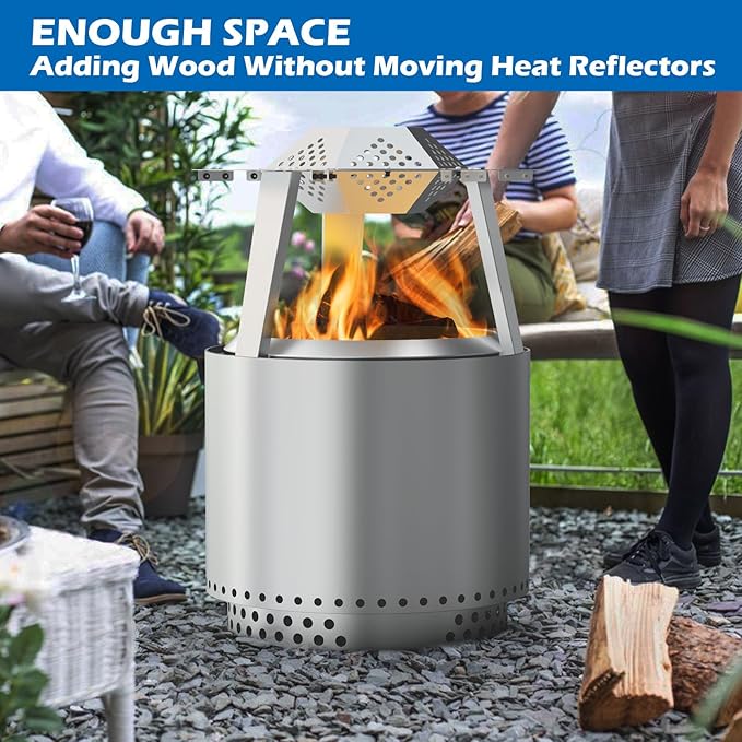 Heat Deflector for Solo Stove 15" Ranger 1.0 2.0 Fire Pit Accessories Stainless Steel 304 Heat Diffuser with Carrying Handle and 3 Support Leg for 15 Inch Other Outdoor Indoor FirePits Accessory
