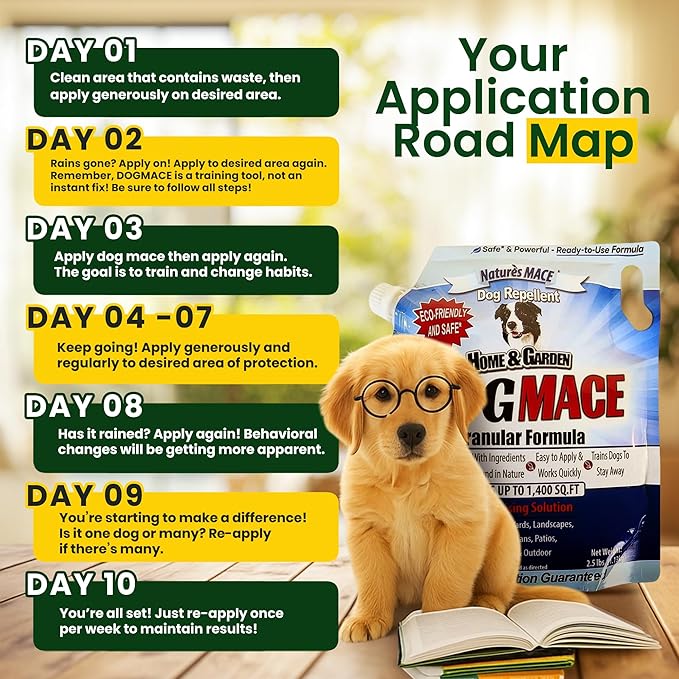 Nature’s MACE Dog MACE Granular Dog Repellent, 2.5 lb – Outdoor Dog Deterrent for Lawn, Yard, Garden, and Plants, Helps Keep Dogs Away from Bushes and Flower Beds, Covers up to 1,400 Sq. Ft.