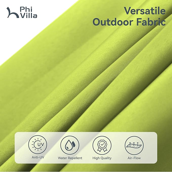 PHI VILLA 15ft Large Patio Umbrellas with Base, Outdoor Double-Sided Rectangle Market Umbrella for Pool Lawn Garden, Lime Green