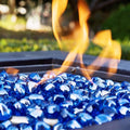 Fire Glass Diamond 1 Inch Fire Pit Glass Rocks for Propane or Gas Fire Pit 10 Pounds, Sapphire Luster(Gift Package)