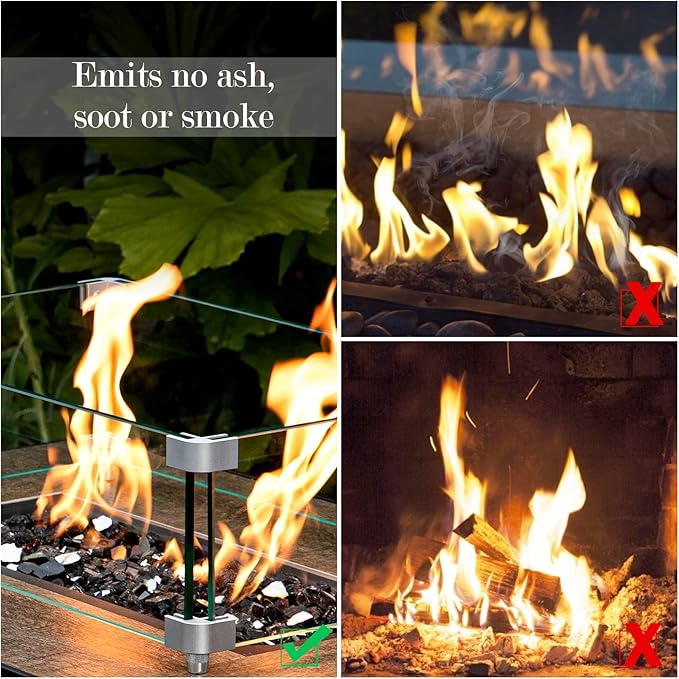GASPRO 10 lbs Fire Glass for Fire Pit, 1/2-Inch Glass Rocks for Propane or Gas Fireplace, Add Ambience to Gatherings and Parties for Outdoors and Indoors, Reflective Black
