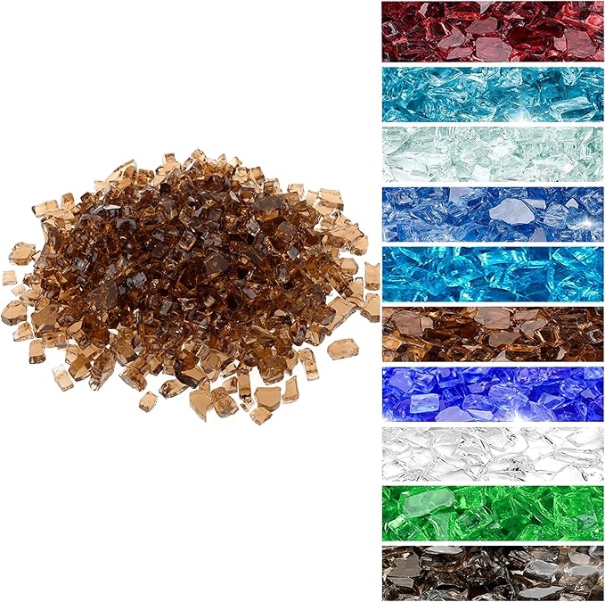 Onlyfire 10-Pounds High Luster Fire Glass for Natural or Propane Fire Pit Fireplace & Landscaping, 1/2-Inch Copper