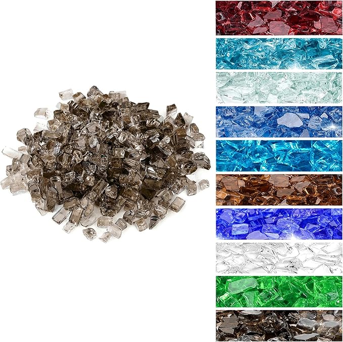 Onlyfire 10 lbs Fire Glass for Propane Fire Pit, 1/2-Inch High Luster Fireplace Glass Rocks for Fire Pit Table, Bronze