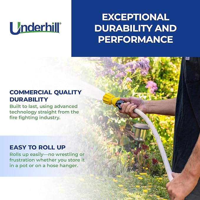 Featherweight EVO Lightweight Fabric Garden Water Hose for Outdoors, Yard, Kink-Resistant, Flexible, Weighs 5 Pounds, 200 PSI Working Pressure, 800 PSI Burst Pressure, 50 ft Long, White