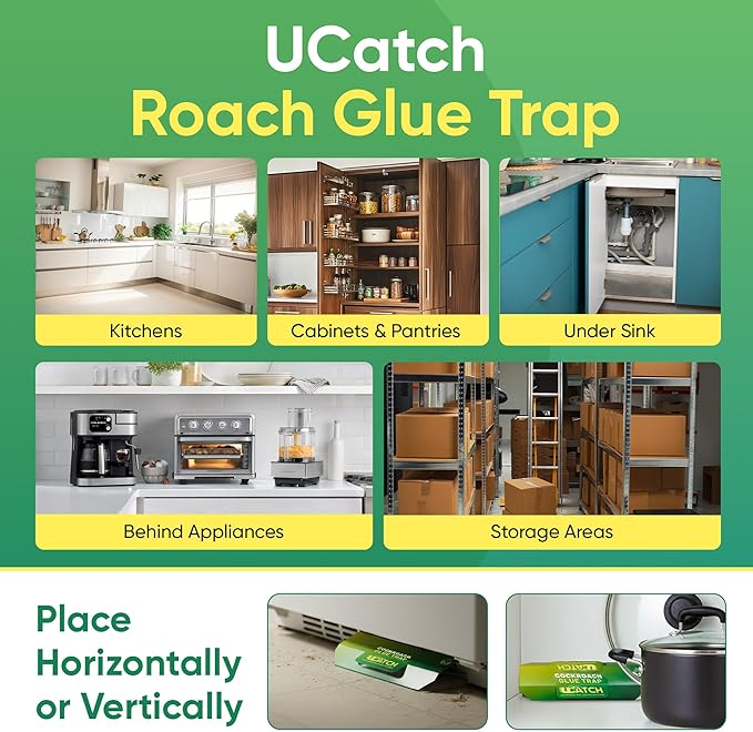 Roach Traps Indoor - 24 Pack Roach Traps | Effective German Roach Killer for Home Infestation - Child and Pet Safe Cockroach Trap Easy-to-Use Glue Traps for Roaches – UCatch