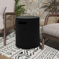 Merax 16x20 inches MGO Propane Tank Holder, Lightweight Concrete Side Table with Travertine Style, Multi-Functional Outdoor Side Table for Patio, No Assembly Required, Matte Black