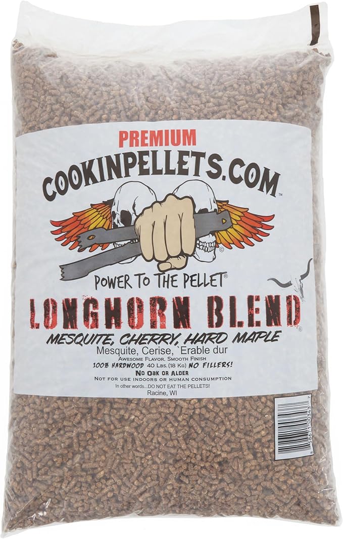 CookinPellets 40-Pound Longhorn Blend Premium Natural Grill Smoker Smoking Mesquite/Cherry/Maple Hardwood Wood Pellets, (2 Pack)