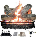 24" Premium Gas Logs - Safety Pilot Light Kit Included - for Liquid Propane Vented Fireplaces - Blazing Oak Design (Logs + Safety Pilot Light Kit)