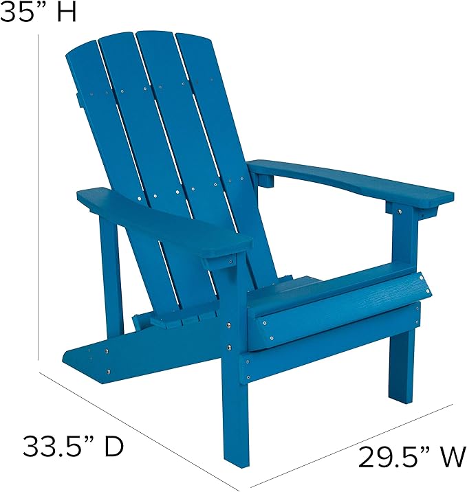 EMMA + OLIVER Campfire Set - Two Blue Poly Resin Adirondack Chairs - 29" Star and Moon Fire Pit with Mesh Cover - Weather Resistant - Wood Burning Fire Pit