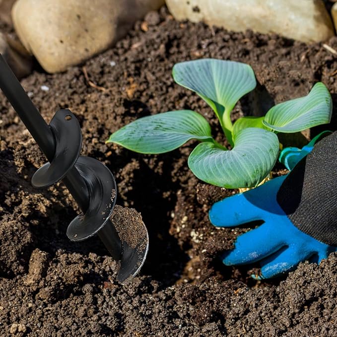 ERYTLLY Bulb Planter, Auger Spiral, 1.6 * 9+3 * 12+2 * 14.5+3 * 17.5 inch Garden Planter Tool 4 Sets,Rapid Umbrella Hole Digger for Planting Bulb Seedlings Bedding Tulips, and Digging Weeds Roots