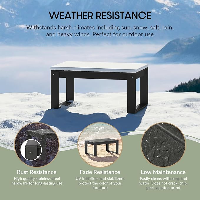 WestinTrends Montara Modern Outdoor HDPE Rectangle Patio Coffee Table, Gray