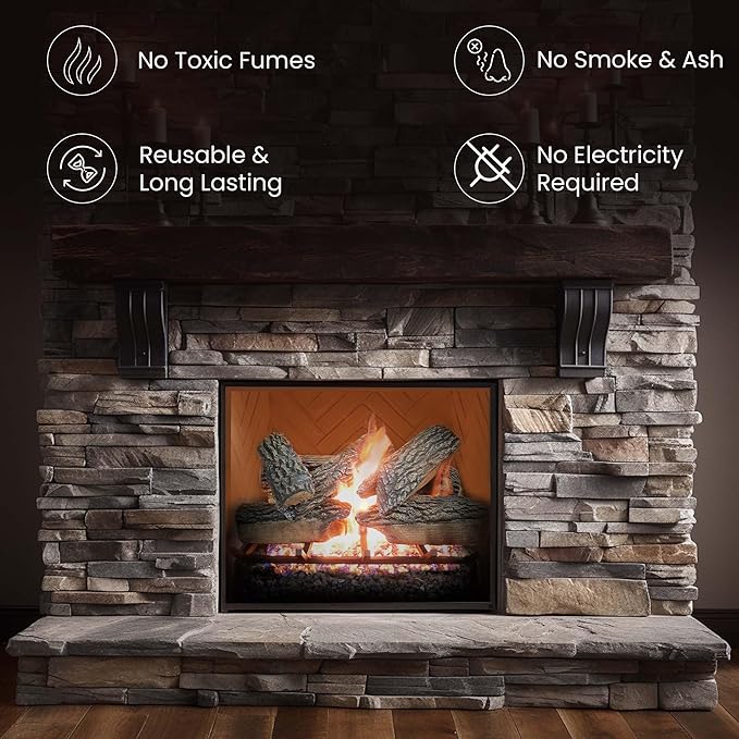 24" Premium Gas Logs - for Vented Fireplaces, Natural Gas or Liquid Propane - Blazing Oak Design (Logs Only)