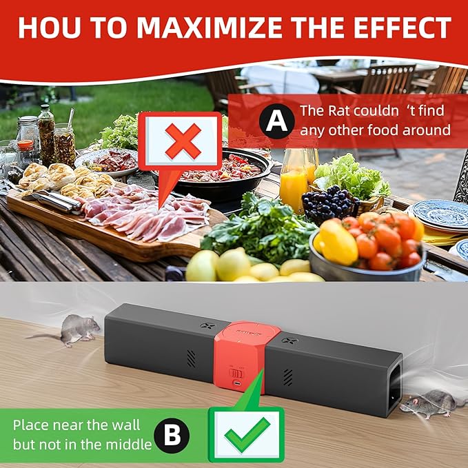 Electric Mice Trap Mouse Zapper, Rat Traps Indoor for Homes with Dual-Channel, Mice Zapper with High Voltage Instant, Effective & Reusable Humane Rodent Zapper, Rodent Trap for Outdoor & Indoor