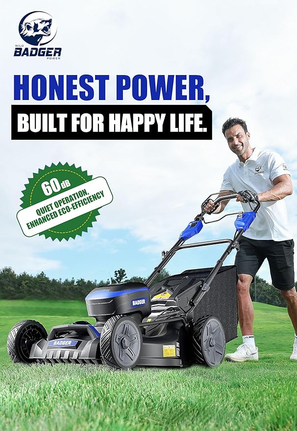 Wild Badger Power 40V 21″ Cordless Lawn Mower Brushless, 6,458 sq ft/0.148 ac, 2×4.0Ah Batteries & Fast Charger, 7-Position Heights,for Medium-to-Large Lawns