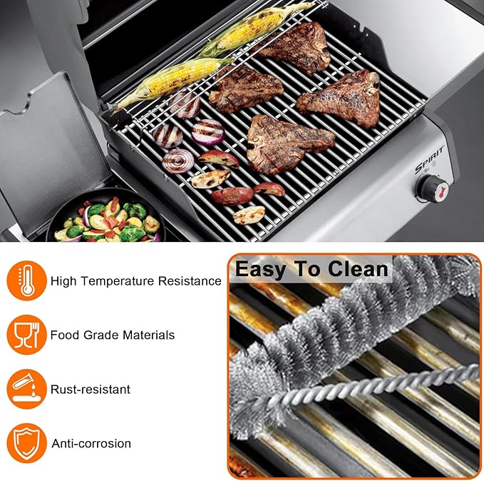 GasSaf 304SS Grill Grates 17.5x10.2 for Weber Spirit 200, GS4 Spirit II 200, Cooking Grates for E210 E220 S210 S220 Gas Grills(Front-Control), Replacement Parts for Weber 7637, 2-Pack 17.5" BBQ Parts