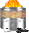 YEFU Fire Pit, Folding Smokeless Firepit, Wood Burning Stainless Steel Portable Outdoor Fireplace with Removable Ash Stand,Gloves,Fire Poker,Bonfire Fire Pits for Outside Camping (20 inch)