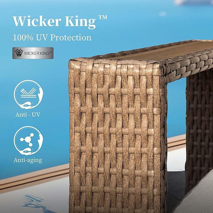 Sectional Outdoor Patio Furniture,Outdoor Rattan Wicker Sectional Sofa with 10''Ultra-Thick Cushions,All Weather Patio Conversation Set for Lawn Garden Backyard,Beige