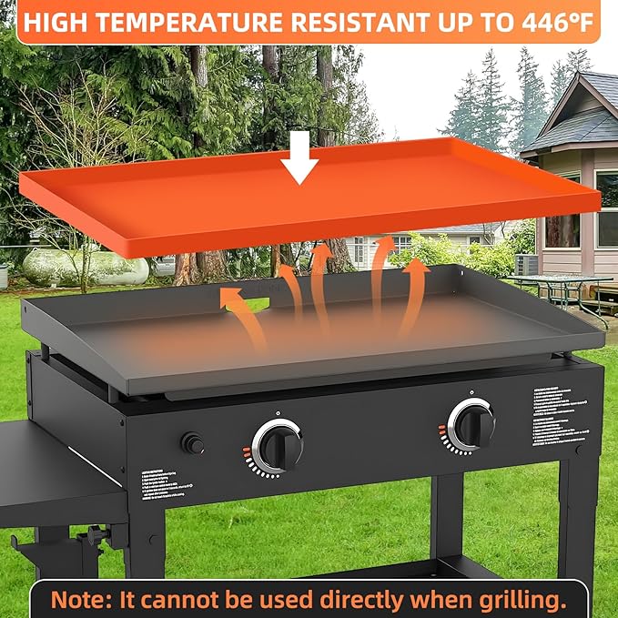 28" Silicone Griddle Mat for Blackstone, Heavy Duty Food Grade Silicone Griddle Cover, BBQ Shield Against Rust, Grease & Dirt, All-Season Protection