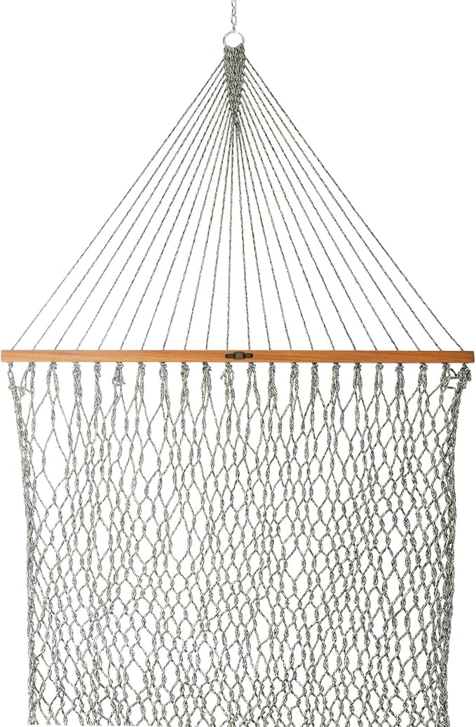 Original Pawleys Island Deluxe Green Oatmeal Heirloom Tweed DuraCord Rope Hammock – 13 ft. x 60 in., 2-Person, 450 lb Capacity, Oak Spreader Bar, Zinc-Plated Hardware, Handcrafted in The USA