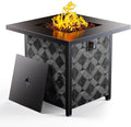 Ciays 28Inch Propane Fire Pit Table, 50,000 BTU Outdoor Gas Fire Pit Table CSA-Certified for Outside Patio with Removable Lid and Lava Rocks, Add Warmth and Ambience to Parties, Backyard, Garden