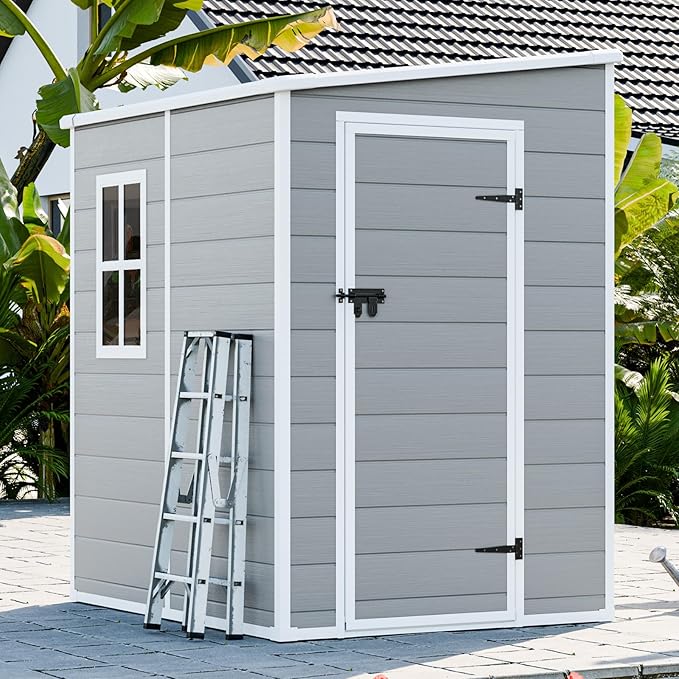 5x4 Shed Resin Outdoor Storage with Floor Included, Waterproof Small Plastic Garden Tool Shed Cabinet