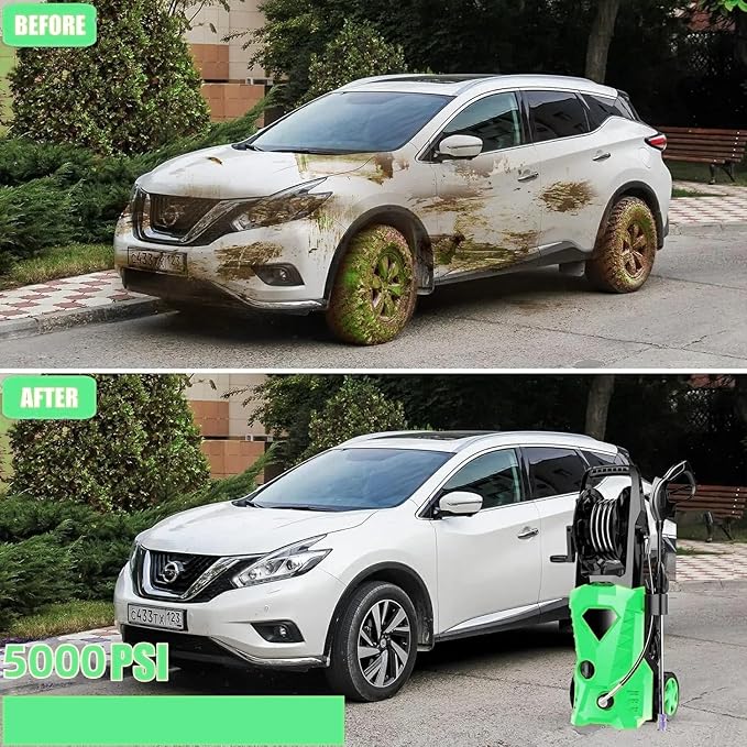 Imdot 5000PSI Eectric Pressure Washer 2025 2.8GPM High Power Washer with 4 Pressure Nozzle and Soap Bottle for Home, Car Washing, Fence Cleaning, Patio (Light Green)