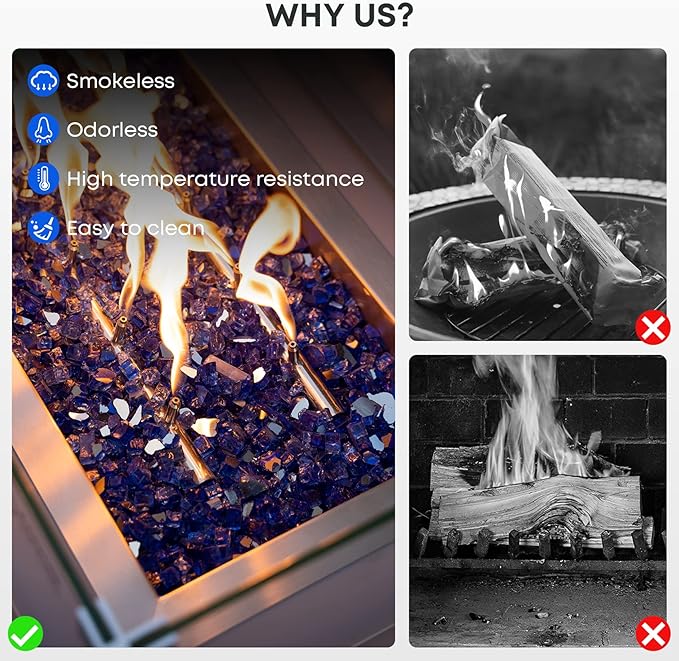 Stanbroil 10-Pound Fire Glass - 1/2 inch Reflective Tempered Fire Glass for Fireplace Fire Pit, Cobalt Blue Reflective