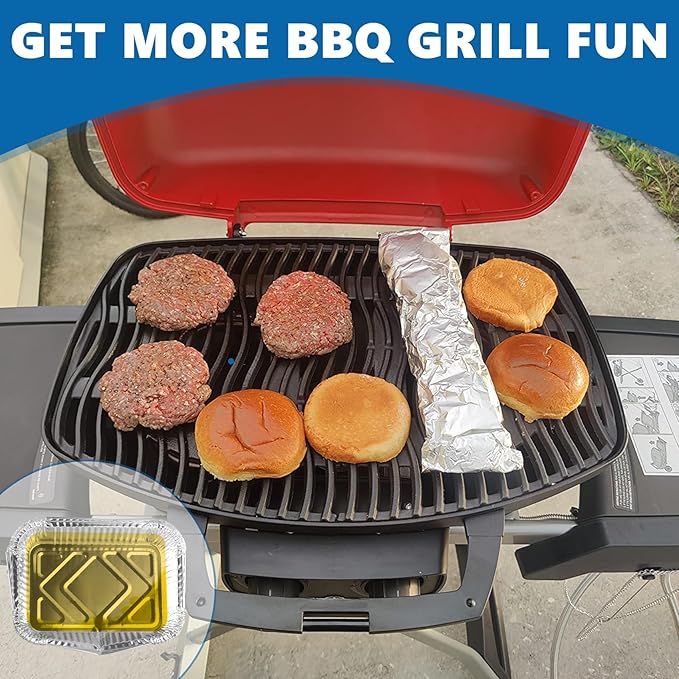 SafBbcue Grease Trays with Disposable Aluminum Liners, for TravelQ 62006 Accessories, Stainless Steel Grease Catcher, Napoleon Grill Replacement Travel Q Series Grill TQ240 TQ285 TQ285X TQ PRO285