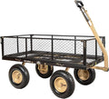 Heavy-Duty Utility Garden Cart Wagon – 1000LB Dual-Side Dump, All-Terrain Steel Cart with Large Wheels, Flatbed Trailer for Yard, Garden, Beach, ATV, and More