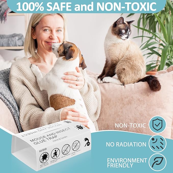 Qualirey Mouse and Insect Glue Boards Pest Glue Traps Bulk Large Mouse Rat Trap Sticky Adhesive for Mice Spider Moth Cockroaches Cricket House Indoor Outdoor Non Toxic(200 Pcs,9.72 x 5.12 Inch)