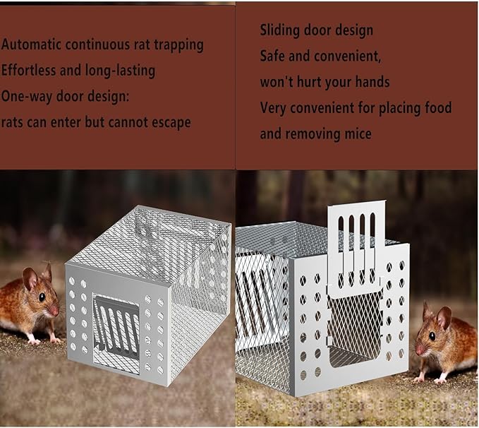 2026 Upgraded Stainless Steel Automatic Mouse Trap, Easy Setup for Indoor and Outdoor Use, Humane No-Kill Live Trap with One-Way Door, Catch & Release for Mice and Rodents (1)