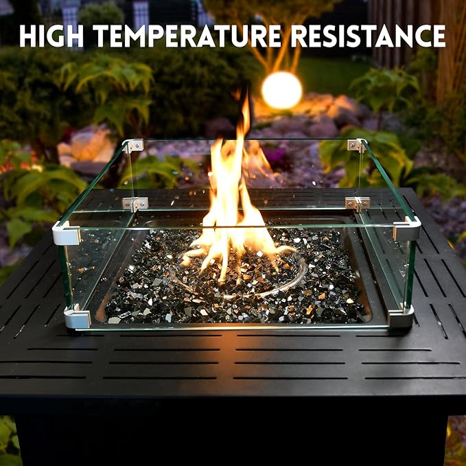 GasSaf 1/4 Inch Fire Glass Reflective Tempered Fireglass Cut Crushed FireGlass for Fire Pit, Fireplace, Replaces Existing Gas Logs & Lava Rocks (10 Pound)(Black Reflective)