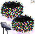 2 Pack Solar Christmas Lights Outdoor Waterproof, Super Bright 90FT 160 LED Solar String Lights, 8 Lighting Modes Green Wire Solar Twinkle Fairy Lights for Tree Xmas Garden(Multi-Colored)