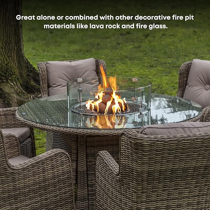 Stanbroil Ceramic Balls - 3” Round Fire Stones for Fire Pit Fire Bowl and Fireplace - Set of 15, Black