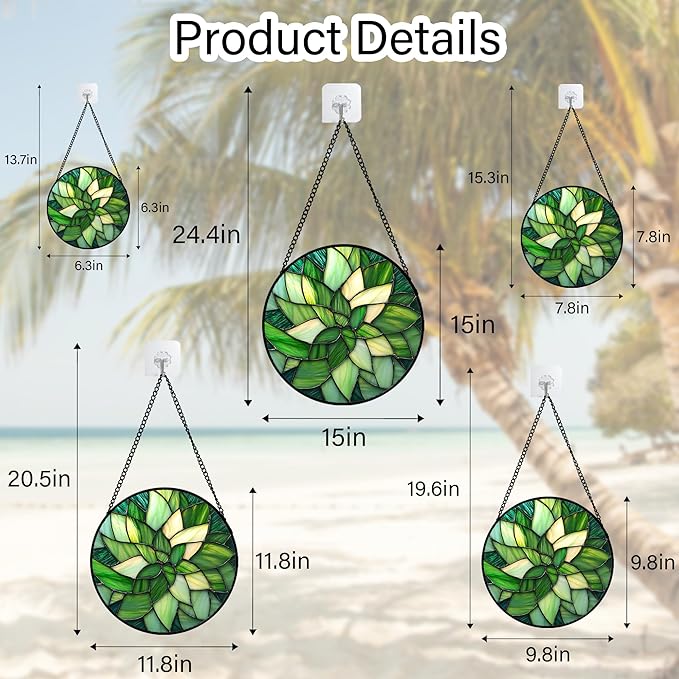 CRISGIF Stained Glass Window Hanging - Ireland Green Suncatcher for Doors Garden Patio Sun Catchers Decor Mother's St. Patrick's Day Birthday for Women Men Mom Nana Friend 6.3 in