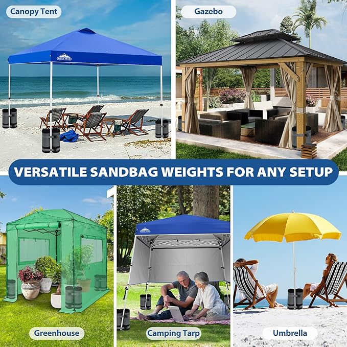 EAGLE PEAK Extra Large Weight Bags for Canopy Tent 180 lbs Leg Weights Heavy Duty Sandbags for Pop Up Canopy Gazebos Beach Tent Umbrella Greenhouse Set of 4, Gray