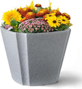 ARBORA 20" Monaco Square Polyresin Indoor and Outdoor Planter with Stone Blend Concrete Gray Finish - Durable, Weatherproof, Lightweight, Large Plant Pot for Patio, Garden, Deck, Entryway