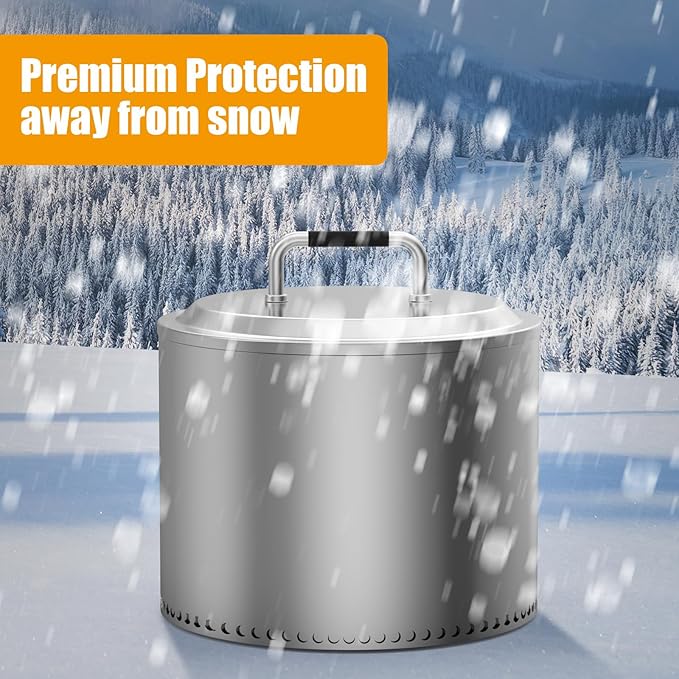19.7" Fire Pit Lid with Handle for Solo Stove Bonfire 2.0 Fire Pit,Stainless Steel Hard Cover with Grill Cover,Camping Stove Accessories for Other 19.5" Outdoor Low Smoke Stoves