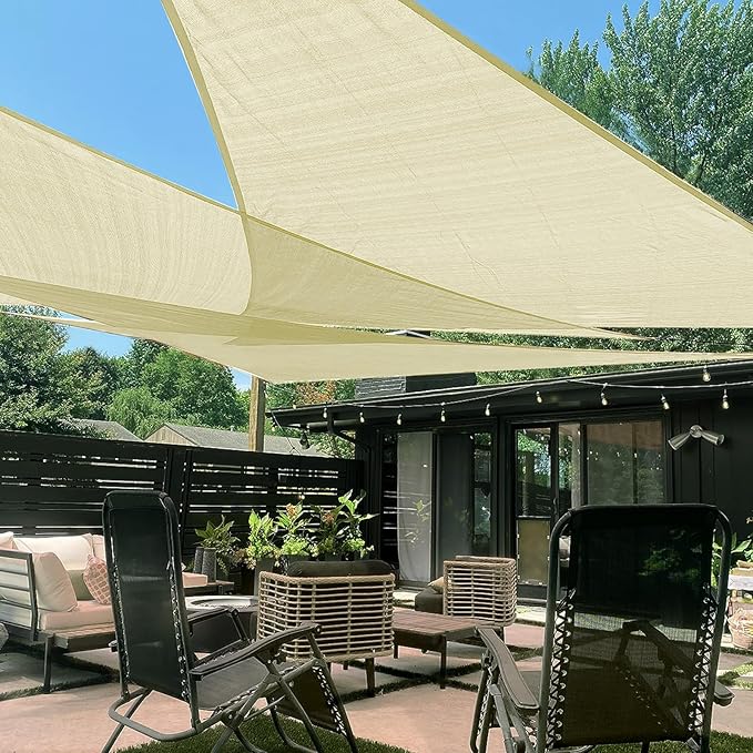 LOVE STORY Custom Size 8'x15'x17' Butter Cream Sun Shade Sail Right Triangle Sunshade Fabric Awning Canopy for Patio Backyard Carport Pergola (Customized)