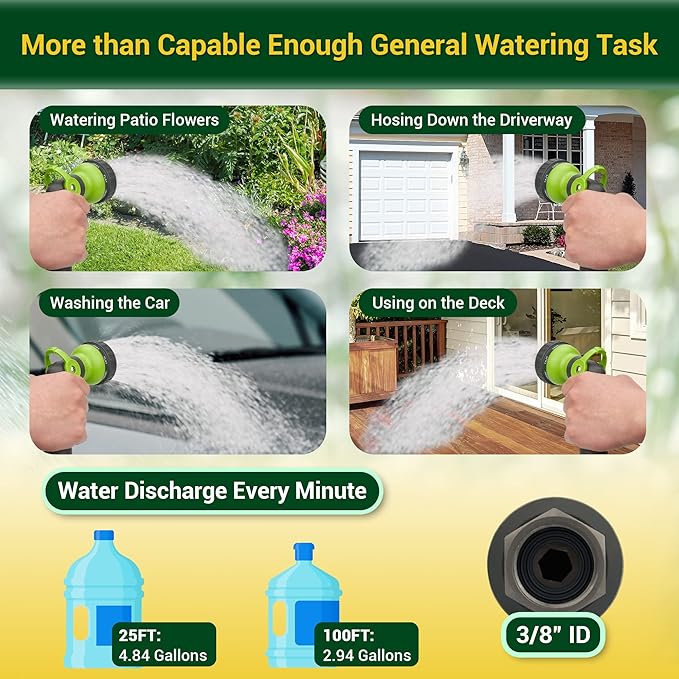 Garden Hose - Water Hose 75 FT with Swivel Handle, Flexible, Heavy Duty, No Kink, Lightweight Metal Hose for Outdoor, Yard, 304 Stainless Steel