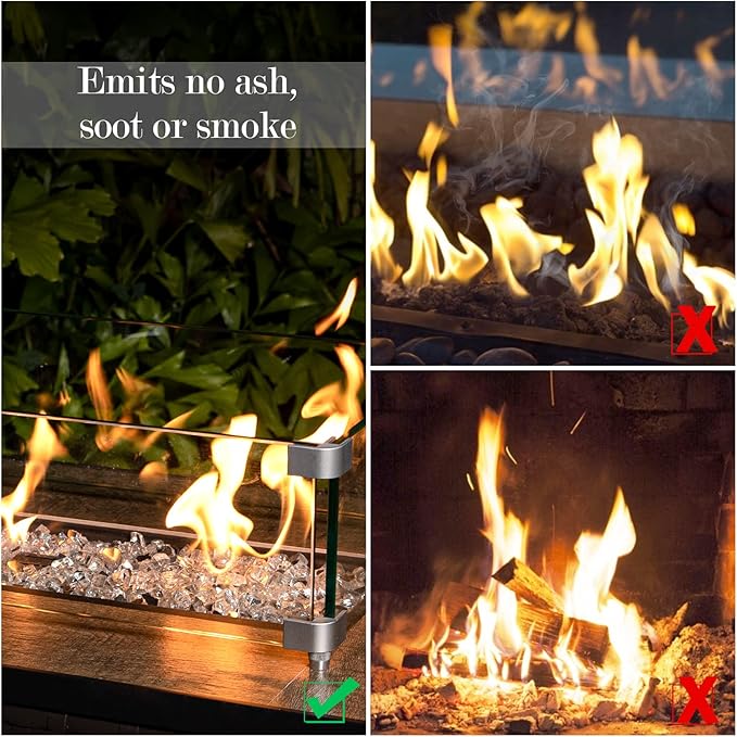 GASPRO 10 lbs Clear Fire Glass for Fire Pit Table, Reflective Gas Fireplace Glass Rocks, Gorgeous, 1/2 Inch