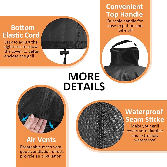 Grill Cover for Large Big Green Egg and Kamado Classic Joe Ceramic Grill, 29 Inch Dia Waterproof Outdoor Grill Full Cover, Outdoor BBQ Smoker Accessories