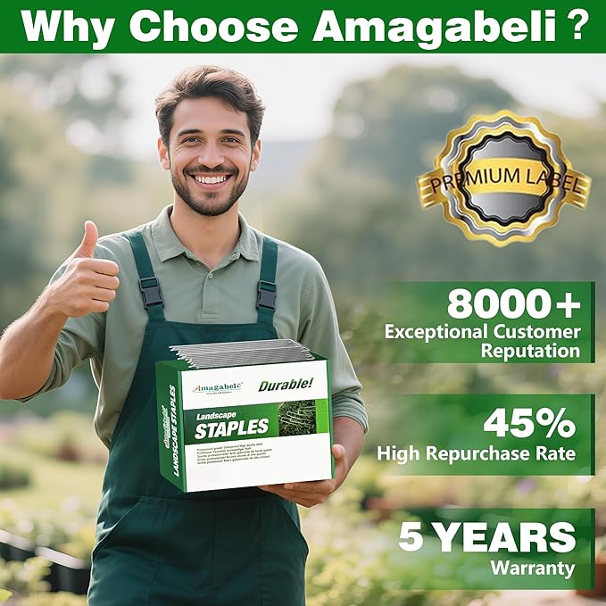 AMAGABELI GARDEN & HOME 6 Inch 200 Pack Galvanized Landscape Staples 11 Gauge Anti-Rust Heavy Duty Garden Staples Plant Cover Stakes U-Shaped Sod Pins Ground Fence Stakes for Weed Barrier Fabric